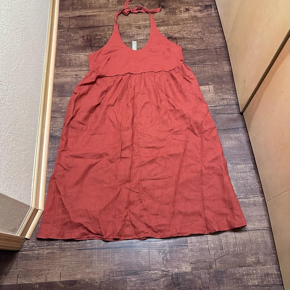 J. Crew Rust Halter Linen Dress